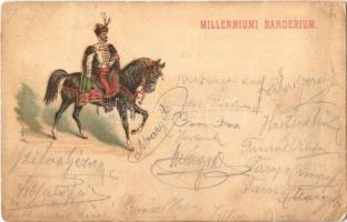 1903 Milleniumi banderium. Rigler József Ede rt. kiadása / Hungarian cavalryman, uniform. litho (EK)