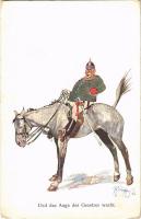 Und das Auge des Gesetzes wacht / WWI German military art postcard. B.K.W.I. 949-8. s: Fritz Schönpflug (EK)