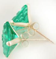 Köves fülbevalópár, ezüst (Ag) foglalattal, 1×1 cm