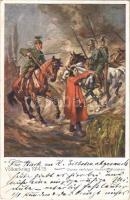 Völkerkrieg 1914/15. Ulanen verfolgen raubende Kosaken / WWI German military art postcard. L.M.M. No. 116. s: B.A. Strasser