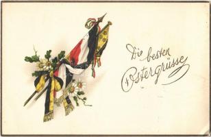 Die besten Ostergrüsse / Easter greeting with Viribus Unitis propaganda, flags, litho (EK)