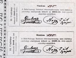 1872 Zala-Somogyi Balaton gőzhajózási társaság részvénye 50Ft. A Kegyesrendi Szerzet részére kiállít...