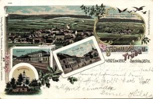 1898 Böhmish Trübau with Railway-station Litho
