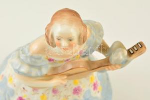 Herendi porcelán Déryné, kézzel festett, jelzett, kis kopásnyomokkal, m: 21 cm