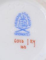 Herendi porcelán virágmintás bonbonier, kézzel festett, jelzett, hibátlan, d: 7 cm