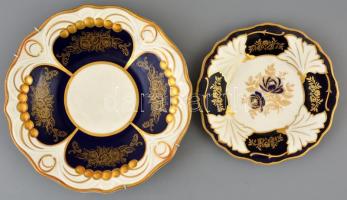 Weimar Echt Kobalt porcelán tál, 2 db, jelzett, részben kézzel festett, kis kopásnyomokkal, d: 18 és 25 cm