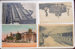 40 db főleg RÉGI képeslap albumban: külföldi városok és motívumok / 40 mostly pre-1945 postcards in an album: European towns and motives