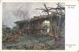 1916 Feldschmiede bei Riva. Kriegshilfsbüro Nr. 411. / WWI Austro-Hungarian K.u.K. military, field blacksmiths s: Karl Ludw. Prinz