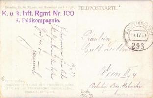 1917 Zunächst Stellung der Steinsberg-Infanterie an der Strypafront einschlagende Granate, April 191...