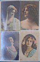 96 db RÉGI motívum képeslap albumban: hölgyek / 96 pre-1945 motive postcards in an album: ladies