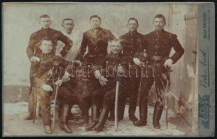 cca 1900 Nagykanizsa katonákat ábrázoló csoportkép 17x10 cm