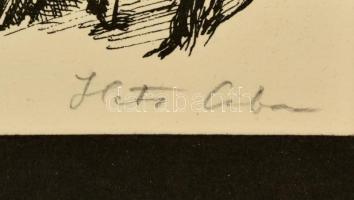 Hatos Csaba (1942 - ) : Tanya. Ofszet, papír, Jelzett. 30x36 cm Paszpartuban