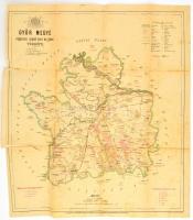 1873 Győr megye régészeti, árpád-kori és jelen térképe. M. kir. Államnyomda. Szakadással: 45x52 cm
