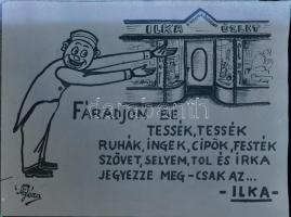 cca 1930 4 db kereskedelmi reklámokat ábrázoló üvegnegatív.  6x9 cm