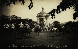 1937 Pusztaszer (Szentes), Ezredévi emlék, Sövényháza, lovasok. photo (fl)
