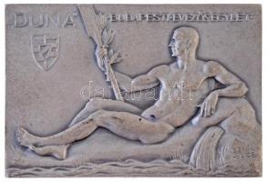 Berán Lajos (1882-1943) DN DUNA / Budapesti Evezős Egylet ezüstözött Br plakett (40x58mm) T:1-