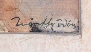 Márffy jelzéssel: Akt. Akvarell, papír. 34x17 cm Paszpartuban