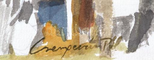 Csergezán jelzéssel: Fazekas műhely. Akvarell, papír, paszpartuban 35x17 cm