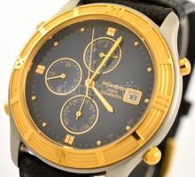 Yves Saint Laurent férfi kvarc karóra naptár funkcióval, új bőr szíjjal, elemmel, működő, szép állap...