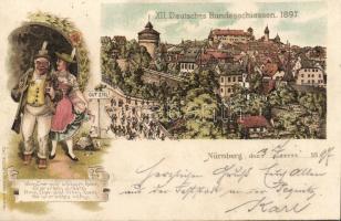 1897 Nürnberg Bundesschiessen Litho