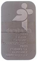 1988. WORLD FIGURE SKATING CHAMPIONSHIP 1988 BUDAPEST HUNGARY MARCH 21-27 (1988. Március 21-27. Műkorcsolya Világbajnokság Budapest) egyoldalas, ezüstözött fém emlékplakett (101x61mm) T:1-