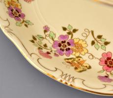 Zsolnay porcelán pillangómintás 3 emeletes kínáló, kézzel festett, jelzett, kis kopásnyomokkal, m: 3...