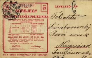 Kislány hangszerrel. Hátoldalon Sorsjegy a Szegénygyermek Poliklinika javára / Gilr with musical ins...