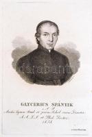 1838 Spányik Glicér (1782-1850) piarista szerzetes, iskolaigazgató, tartományfőnök rézmetszetű portréja, metszette: Lenhardt Sámuel, 16x10 cm