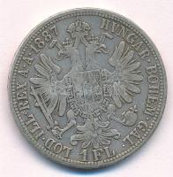 Ausztria 1887 1Fl Ag "Ferenc József" T:2,2- Austria 1887 1 Florin Ag "Franz Joseph&qu...