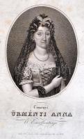 cca 1831 ürményi Ürményi Anna (1751-1830) ő exccellentiája rézmetszetű portréja, (Ürményi József (1741-1825) országbíró, főispán felesége),Eger rajza után metszette A. Ehrenreich, foltos, 25x18 cm
