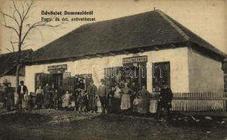 1922 Domoszló, Korlátlanital mérés és kocsma, Fogyasztási és Értékesítési Szövetkezet üzlete és saját kiadása (EK)