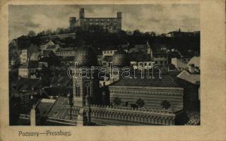 1906 Pozsony, Pressburg, Bratislava; látkép, vár, zsinagóga. Bediene dich allein / general view, castle, synagogue (EK)