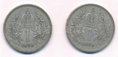 Ausztria 1898-1899. 1K Ag "Ferenc József" (2x) T:2,2-
Austria 1898-1899. 1 Corona Ag &quo...