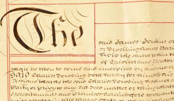 1835 Anglia: Közjegyző által ellenjegyzett szerződés  2 db nagy méretű pergamen oklevélen 77x65 cm