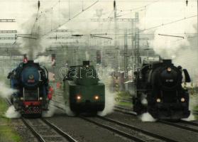 17 db MODERN külföldi gőzmozdony motívum képeslap / 17 modern foreign locomotive train motive postca...