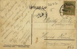 1906 Miskolc, Hazafelé az Avasról, Avasi Pincesor, gyógyszertár. Részeges humoros művészlap