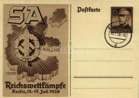 SA Reichswettkämpfe Berlin 15-17. Juli 1938 / Sturmabteilung imperial competition games, German NSDAP Nazi Party propaganda, swastika; 6 Ga. s: Werner von Axster-Heudtlaß