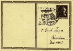 Adolf Hitler with Hitlerjugend. NSDAP German Nazi Party propaganda 6+19 Ga. + So. Stpl