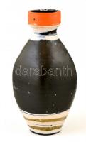 Gorka Lívia (1925-2011):Fekete csíkos váza. Festett mázas kerámia, jelzett, apró kopásnyomokkal, m:26,5 cm