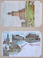 68 db RÉGI német litho városképes lap albumban. Vegyes minőség / 68 pre-1945 German litho town-view postcards in an album. mixed quality