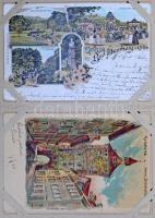 68 db RÉGI német litho városképes lap albumban. Vegyes minőség / 68 pre-1945 German litho town-view ...