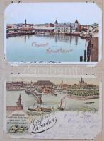 68 db RÉGI német litho városképes lap albumban. Vegyes minőség / 68 pre-1945 German litho town-view ...