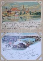 68 db RÉGI német litho városképes lap albumban. Vegyes minőség / 68 pre-1945 German litho town-view ...