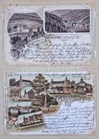 68 db RÉGI német litho városképes lap albumban. Vegyes minőség / 68 pre-1945 German litho town-view ...
