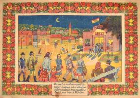 cca 1930 2 db litografált népies, hazafias plakát 88x60 cm