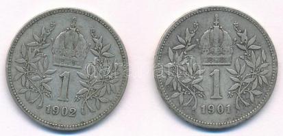 Ausztria 1901-1902. 1K Ag "Ferenc József" (2xklf) T:2-
Austria 1901-1902. 1 Corona Ag &qu...