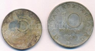 1948. 5Ft Ag "Petőfi" + 10Ft Ag "Széchenyi" T:2,2- patina
Adamo EM1, EM2
