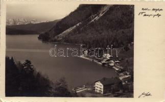 1937 Urfeld am Walchensee gegen Wettersteingebirge / general view, lake, mountains + Luftschutz ist nationale Pflicht cancellation