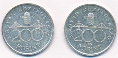 1992. 200Ft Ag "MNB" (2x) T:1- kis patina, ph. Adamo F13