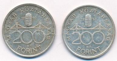 1992. 200Ft Ag "MNB" (2x) T:1- kis patina Adamo F13